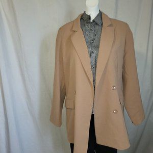 RACHEL ZOE Khaki Double Breasted Long Suit Jacket Size Large Pockets NWT